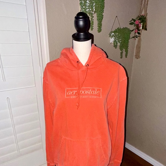 Cozy Aeropostale Men’s Nineteen Eighty Seven Pullover Hoodie - Size L, Terracott - Picture 2 of 5